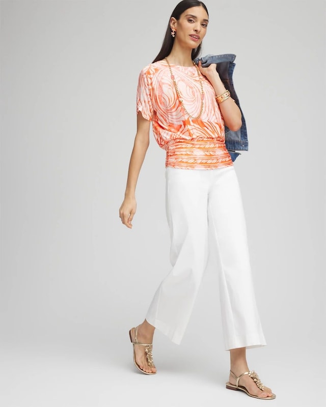 Touch of Cool Mesh Ruched Banded Hem Top - image 2
